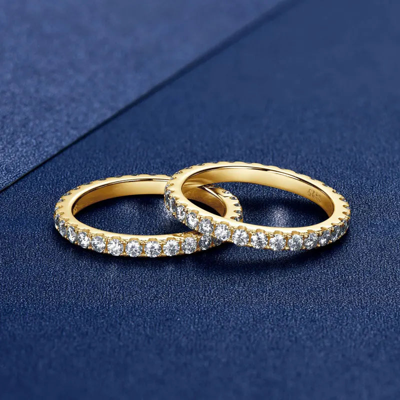 Gold-Plated Moissanite Eternity Ring
