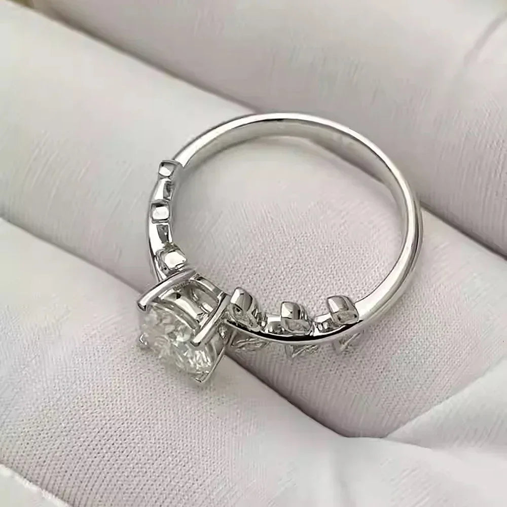 White Gold Wedding Band with Moissanite Diamond