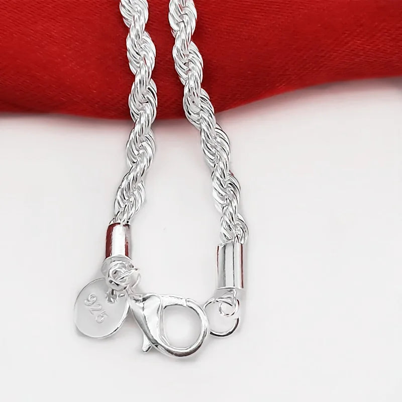 Sterling Silver Rope Chain Bracelet for Men & Women – Stylish Everyday Jewelry