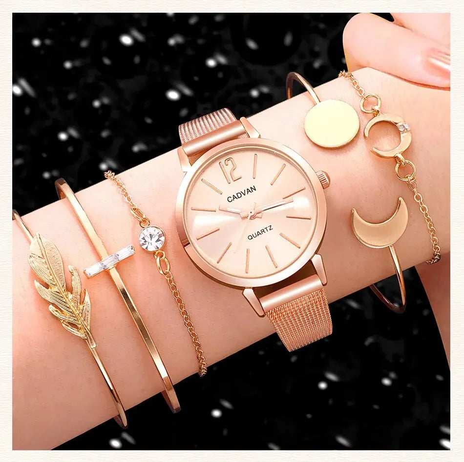 Rose Gold Watch With Bracelet For Women