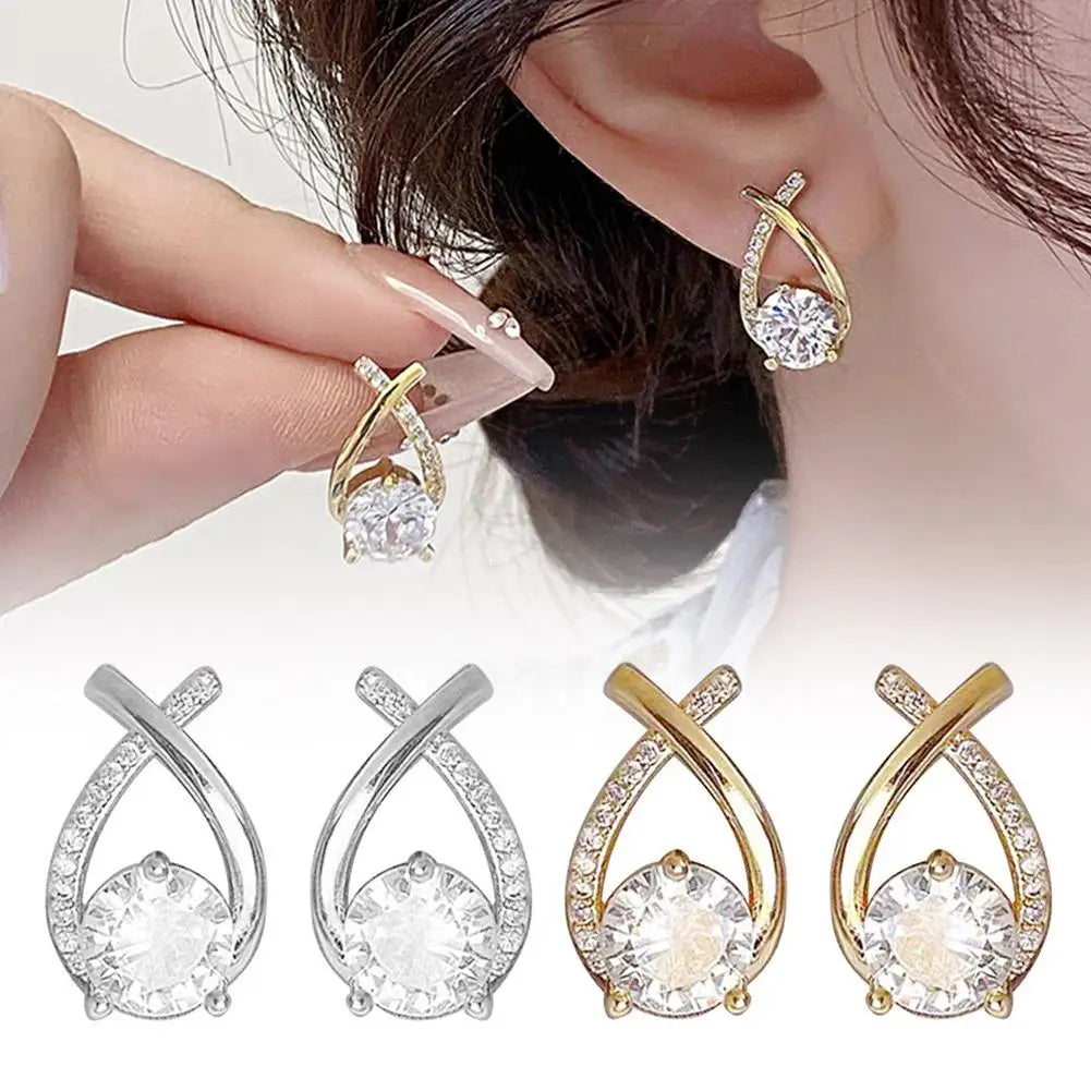 Elegant Crystal Cross Earrings for Women and Girls.