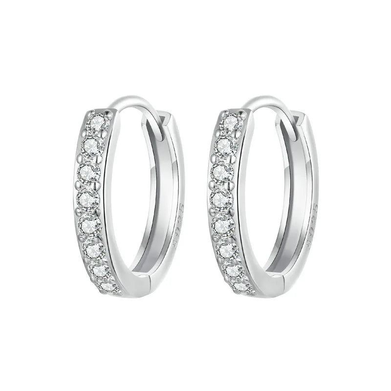 Sterling Silver Sparkling Huggie Hoops for Women