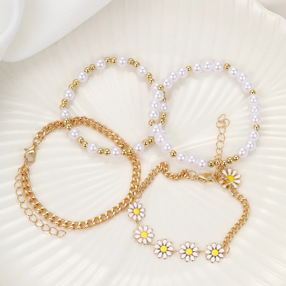 Daisy Flower Boho Armband Kollektion