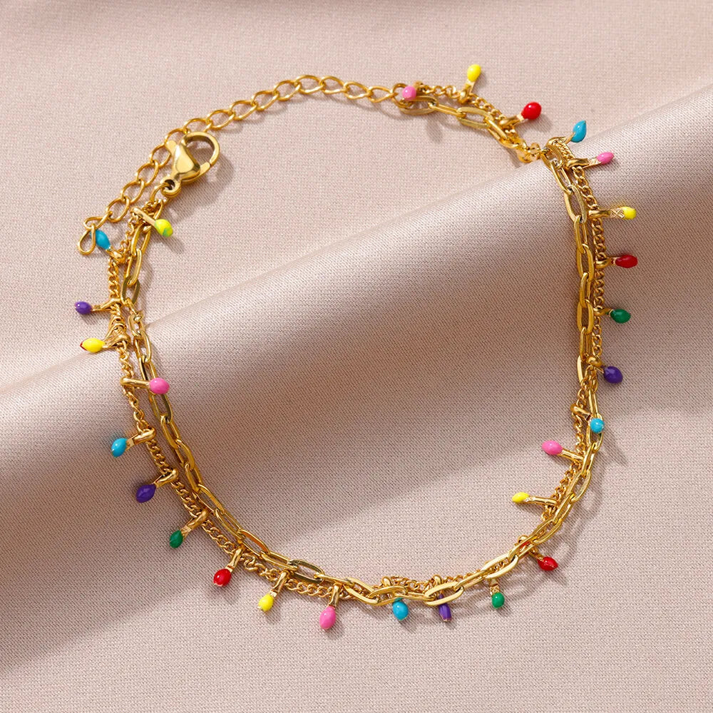 Summer Gold Anklet with Pearl Detail