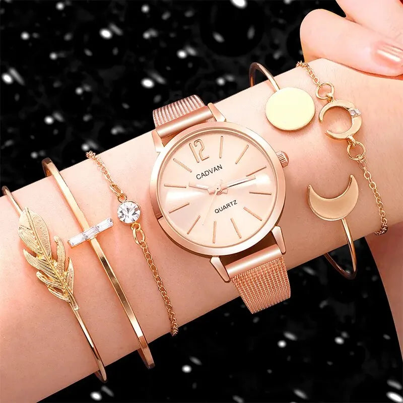 Rose Gold Watch With Bracelet For Women