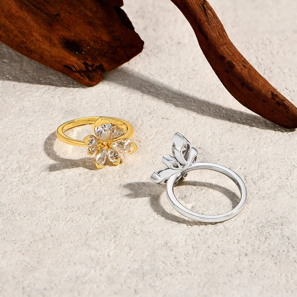 Floral Moissanite Engagement Ring