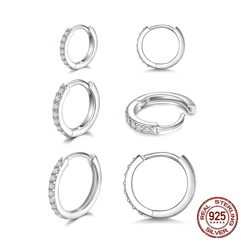 Sterling Silver Sparkling Huggie Hoops for Women