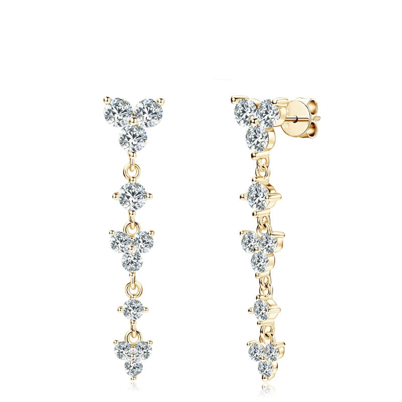 Long Moissanite Drop Earrings in 925 Silver