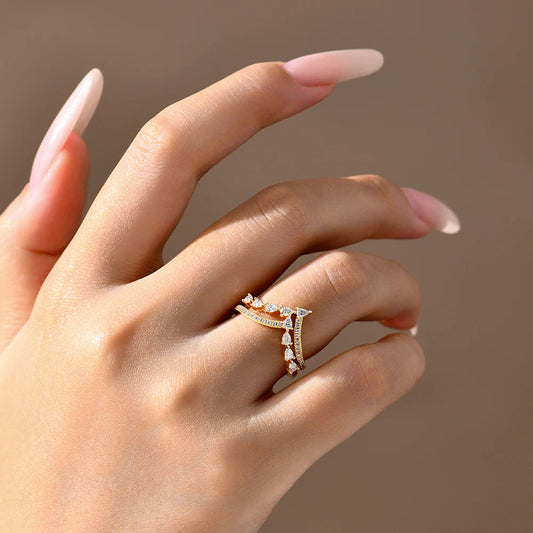 Double Cross Moissanite Ring