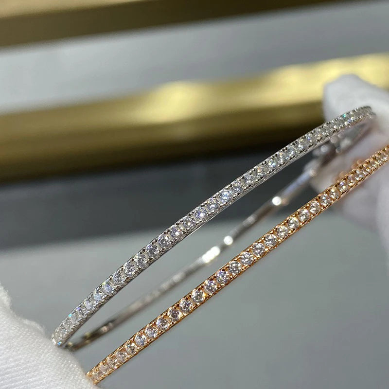 Diamond Gold Bangle for Women - Pure Sterling Silver Jewelry