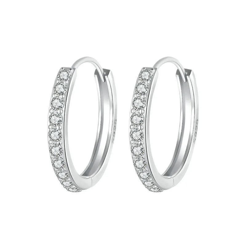 Sterling Silver Sparkling Huggie Hoops for Women