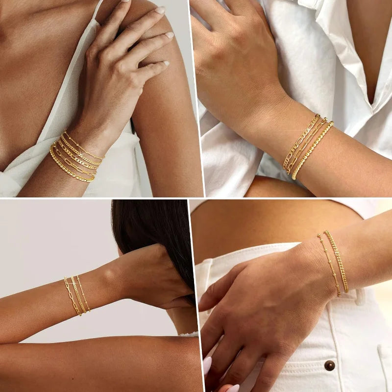 Stylish Gold Plated Chain Bracelets for Women