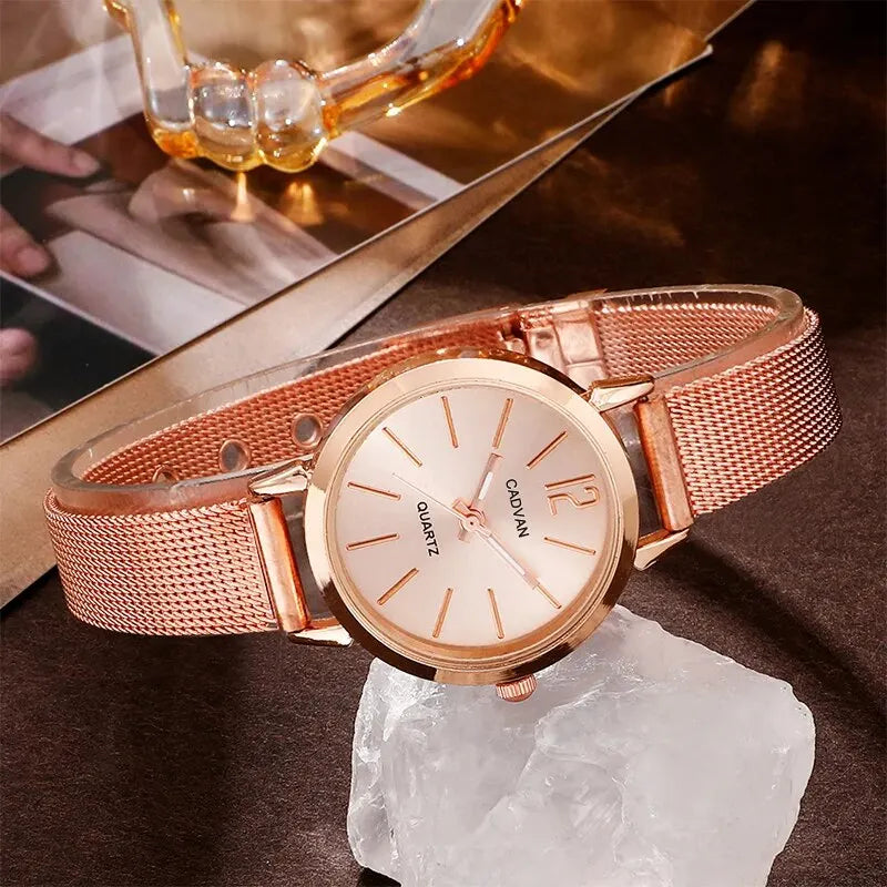 Rose Gold Watch With Bracelet For Women