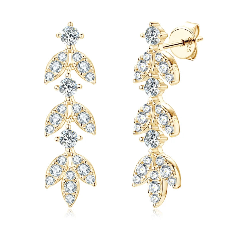 925 Silver Leaf Dangle Earrings