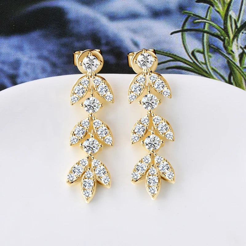 925 Silver Leaf Dangle Earrings