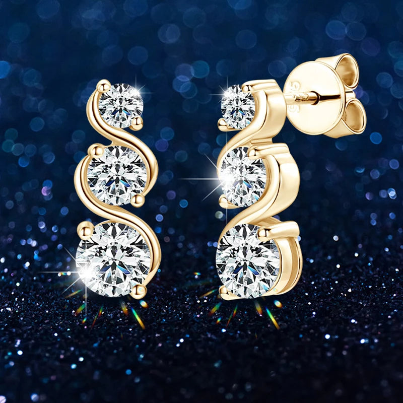 Sterling Silver Twisted Moissanite Earrings for Women