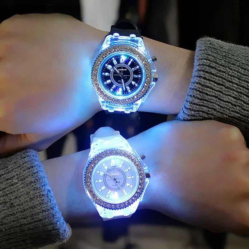 Personalized Rhinestone LED Watch for Women and Men - Luminous Design