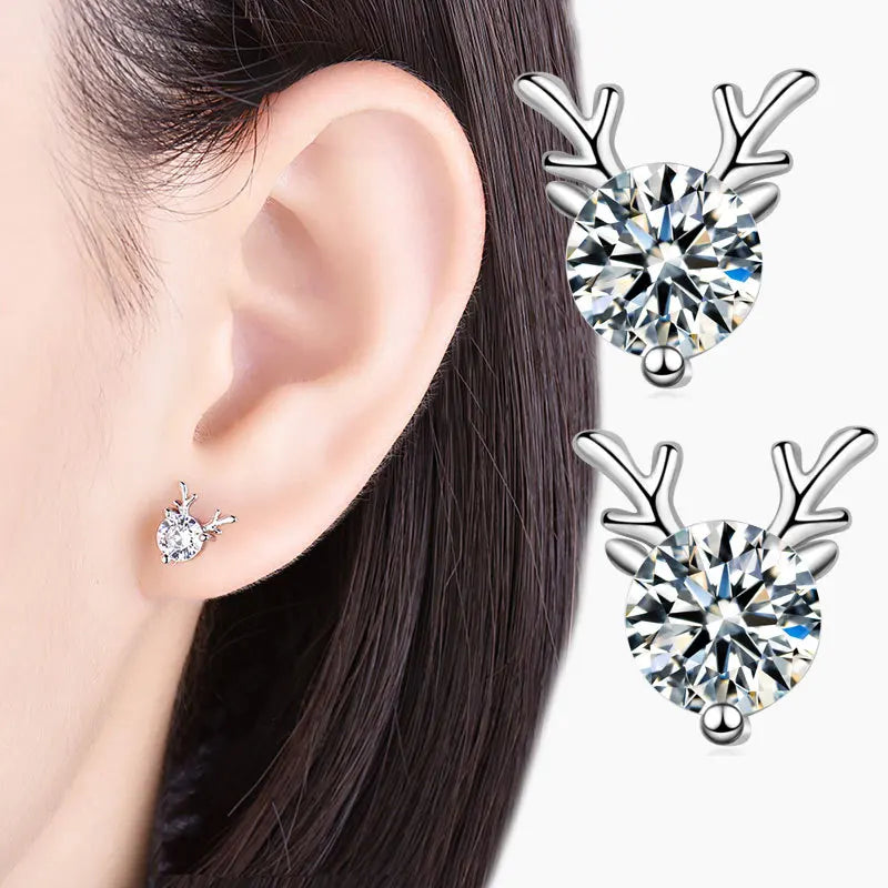 Luxury Crystal Round Stud Earrings in Sterling Silver