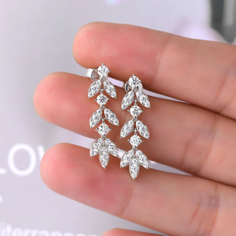 925 Silver Leaf Dangle Earrings