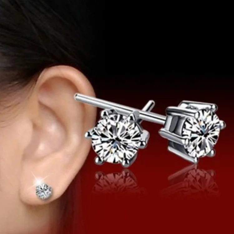 Luxury Crystal Round Stud Earrings in Sterling Silver