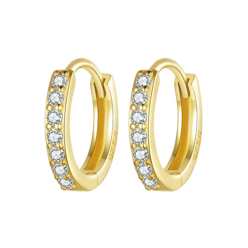 Sterling Silver Sparkling Huggie Hoops for Women