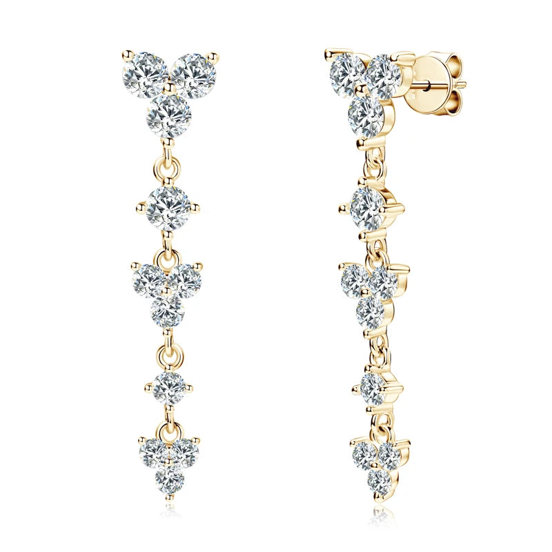 Long Moissanite Drop Earrings in 925 Silver