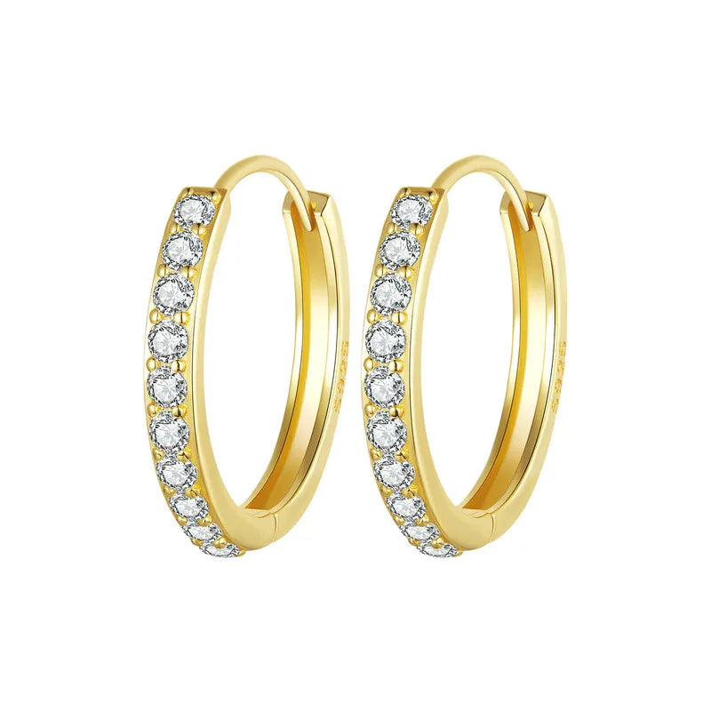 Sterling Silver Sparkling Huggie Hoops for Women