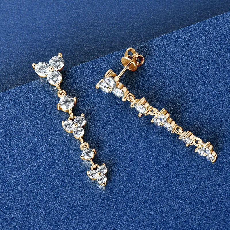Long Moissanite Drop Earrings in 925 Silver