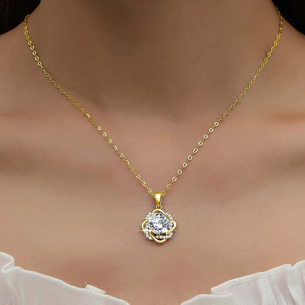 14K Gold Flower Necklace