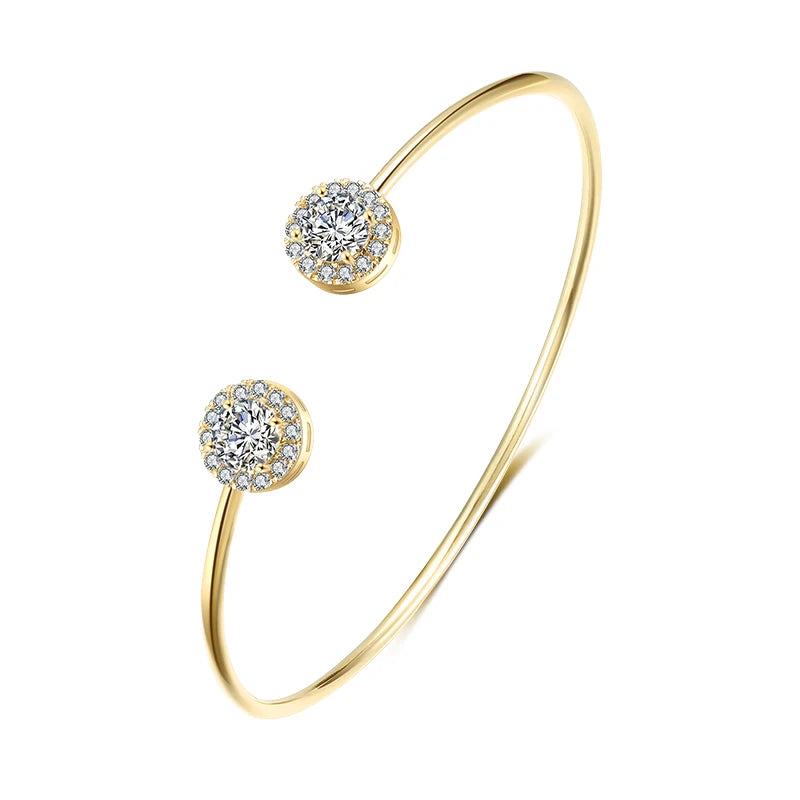 Geometric Crystal Gold Bracelet