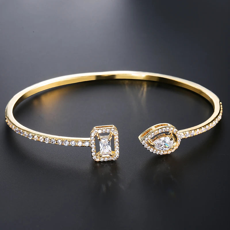 Geometric Crystal Gold Bracelet