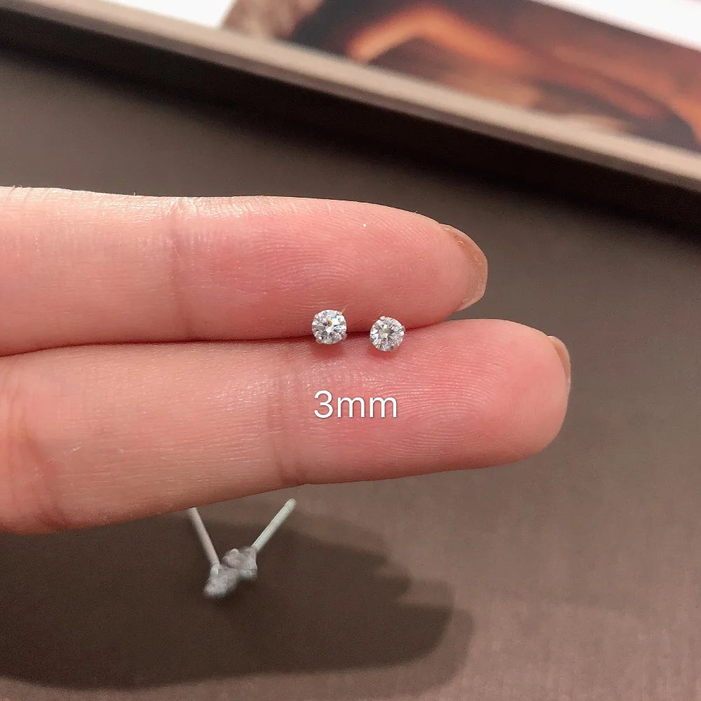 Sterling Silver Dainty Crystal Studs for Women