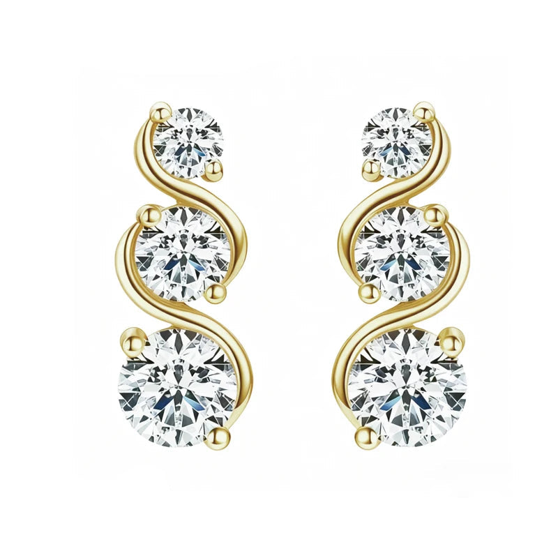 Sterling Silver Twisted Moissanite Earrings for Women