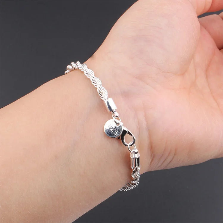 Sterling Silver Rope Chain Bracelet for Men & Women – Stylish Everyday Jewelry