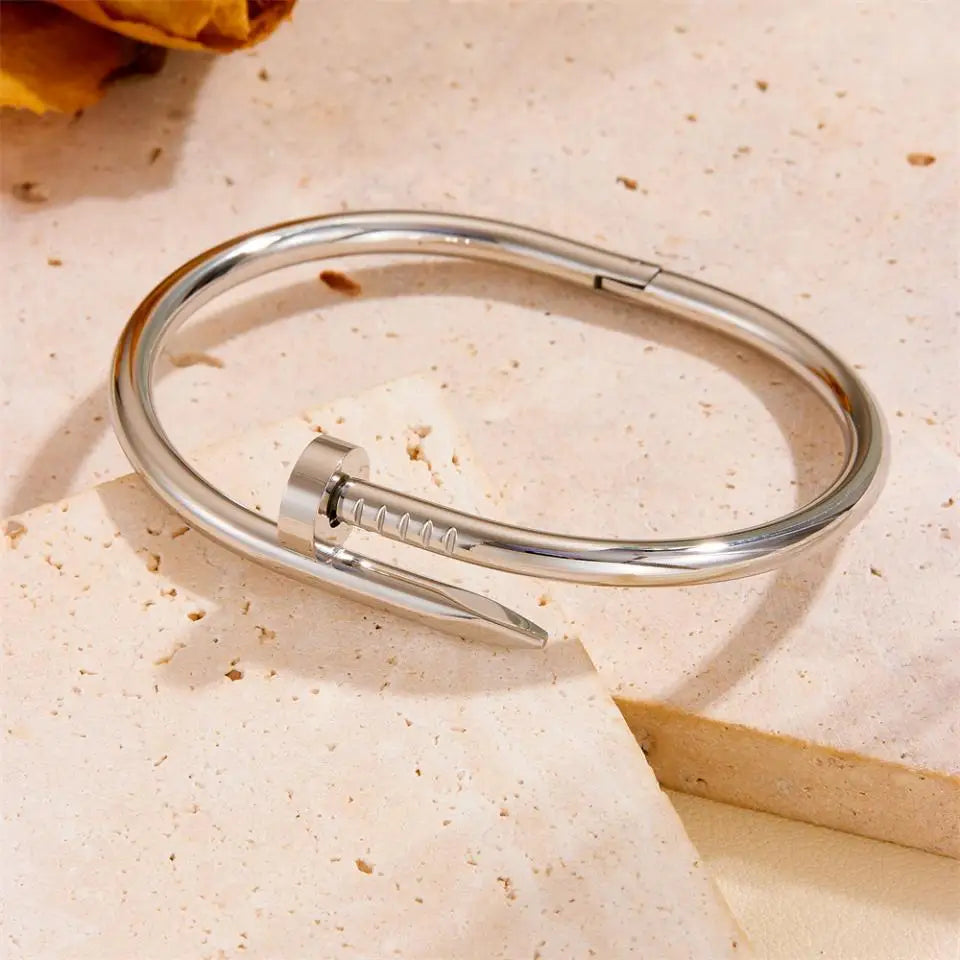 Trendy Geometric Crystal Cuff Bracelet for Women