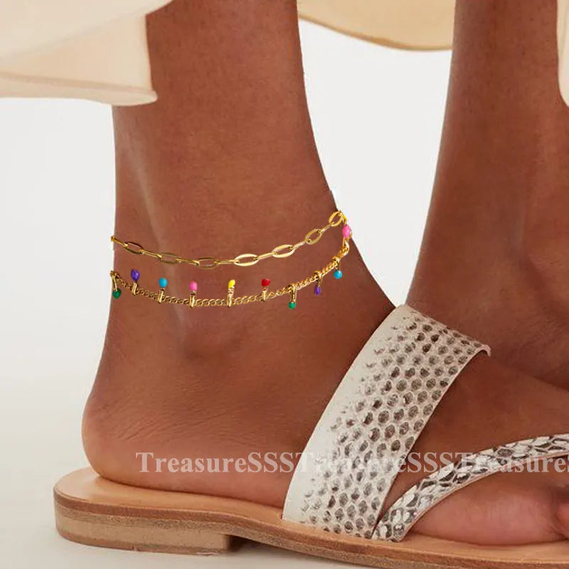 Summer Gold Anklet with Pearl Detail