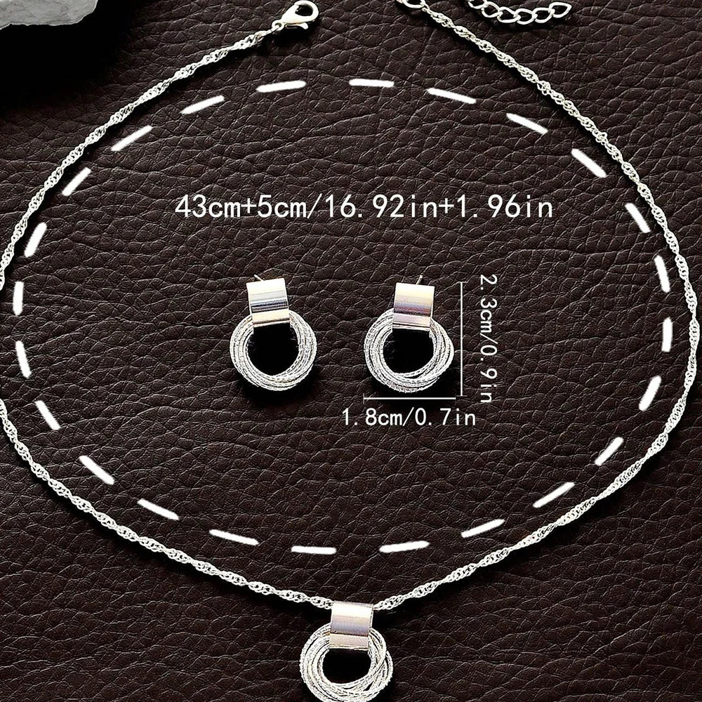 Silver Stud & Link Chain Jewelry Set