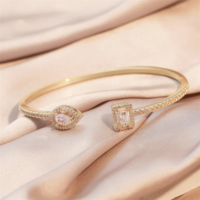 Geometric Crystal Gold Bracelet