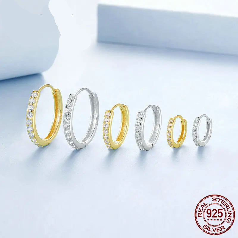 Sterling Silver Sparkling Huggie Hoops for Women