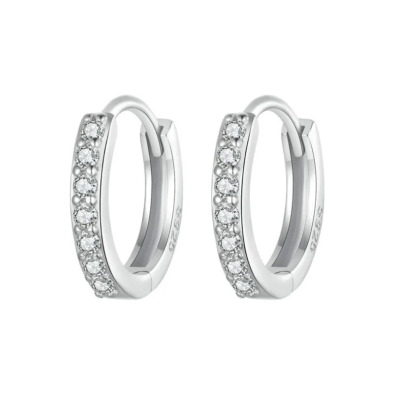 Sterling Silver Sparkling Huggie Hoops for Women