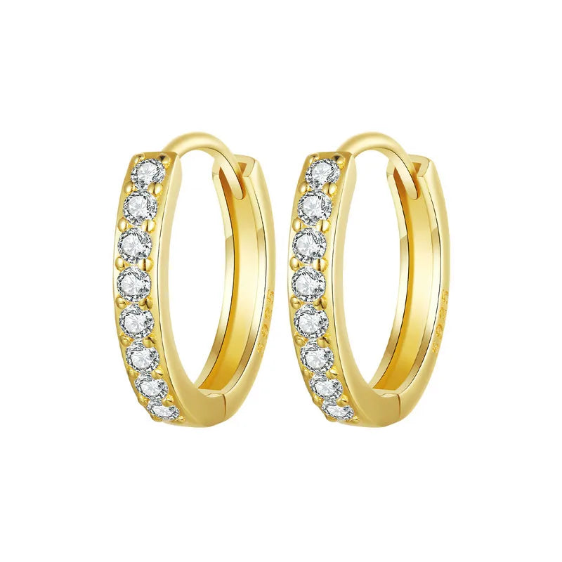 Sterling Silver Sparkling Huggie Hoops for Women