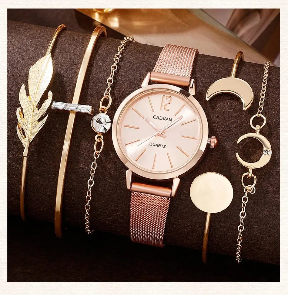 Rose Gold Watch With Bracelet For Women