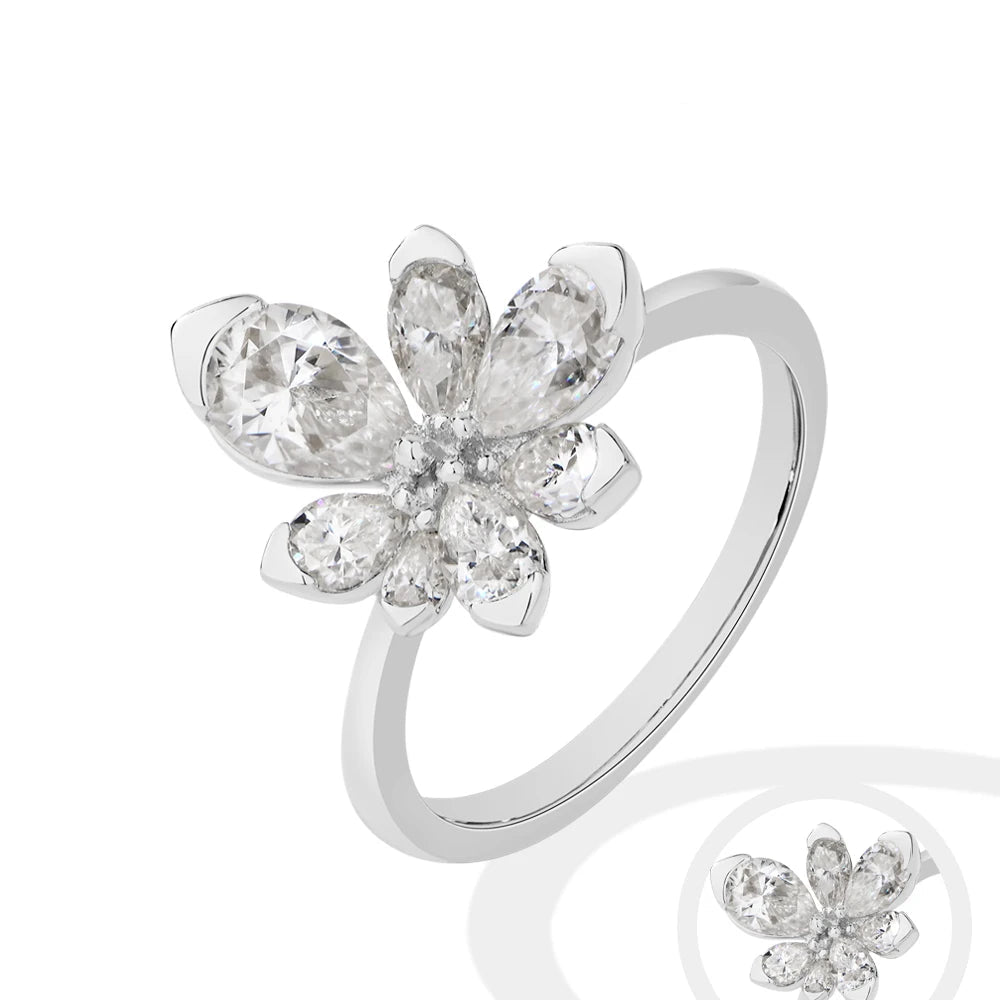 Floral Moissanite Engagement Ring