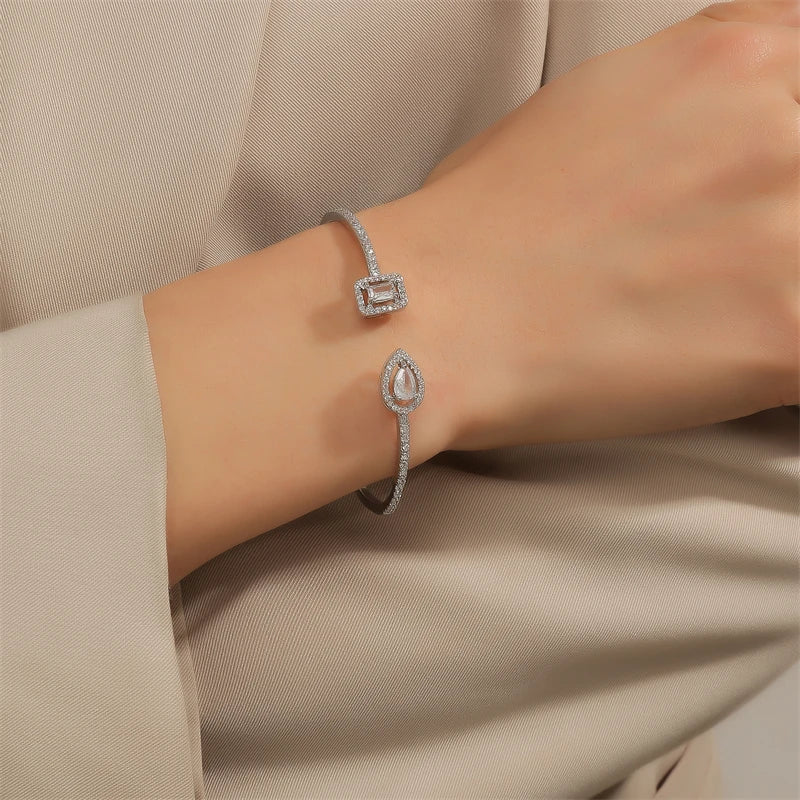 Geometric Crystal Gold Bracelet