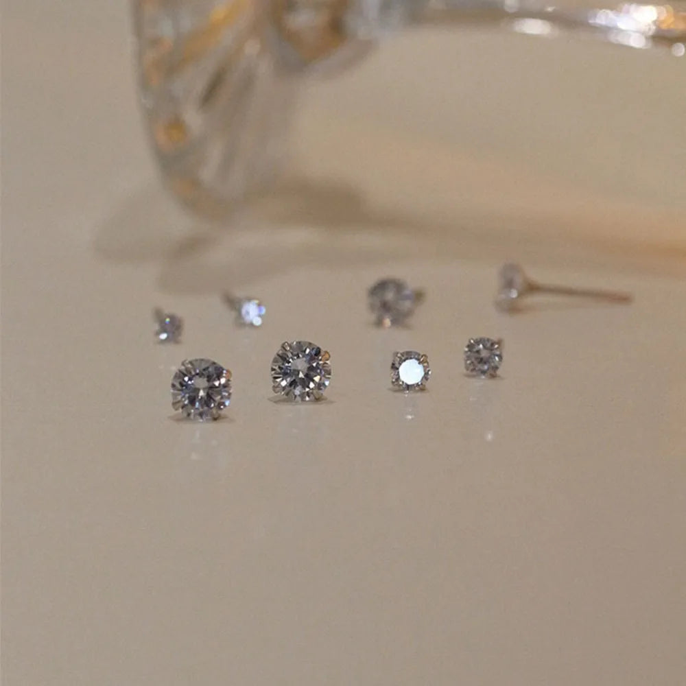 Sterling Silver Dainty Crystal Studs for Women