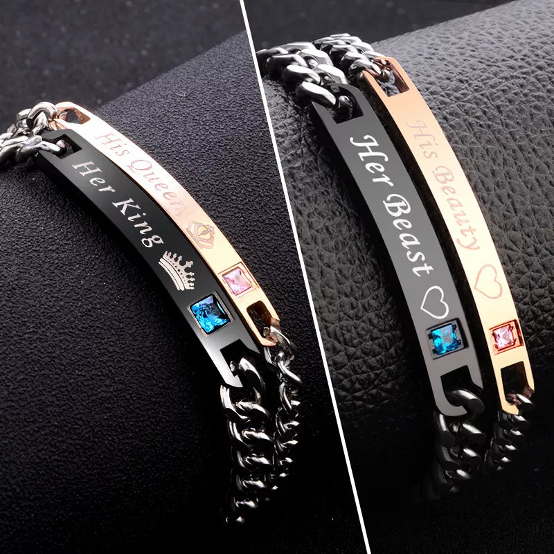 King & Queen Bracelets - Black Rose Gold