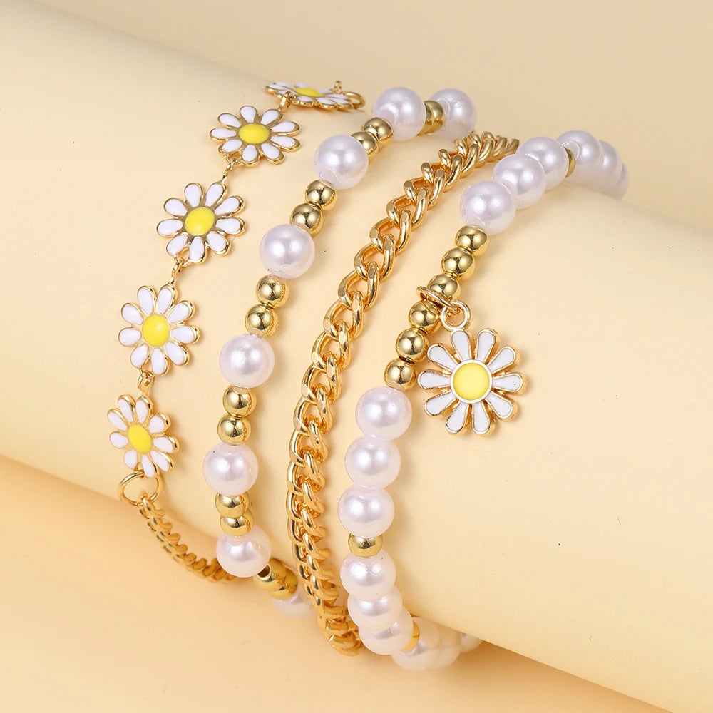 Daisy Flower Boho Armband Kollektion