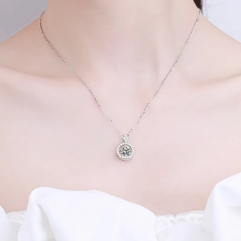 Silver Moissanite Earring & Necklace Set