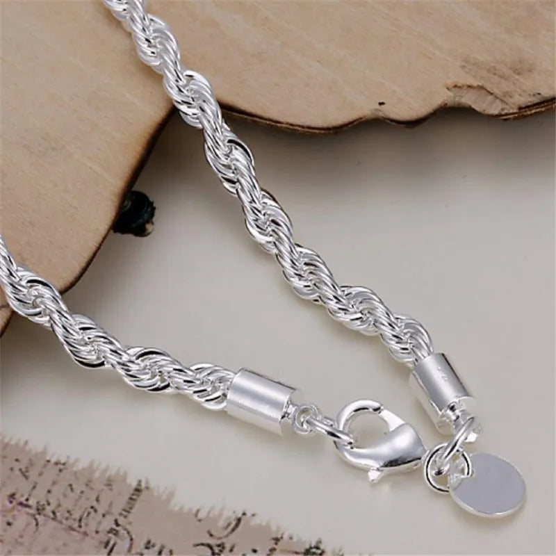 Sterling Silver Rope Chain Bracelet for Men & Women – Stylish Everyday Jewelry