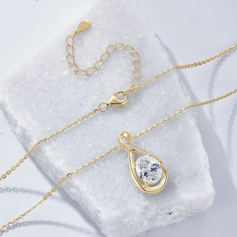 Silver Moissanite Infinity Necklace